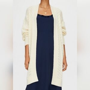 Aritzia Wilfred Alpaca/Wool Cream Ivory  Eyelet Cardigan Sweater Jacket Size XS